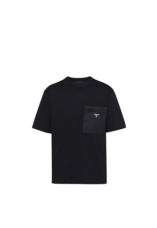 Prada T-Shirt mit Logo Applikation Schwarz Herren