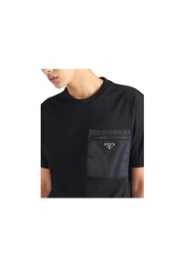Prada T-Shirt mit Logo Applikation Schwarz Herren