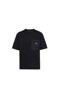 Prada T-Shirt mit Logo Applikation Schwarz