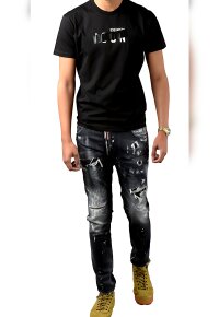 Dsquared2 Be ICON T-Shirt Schwarzes Tape