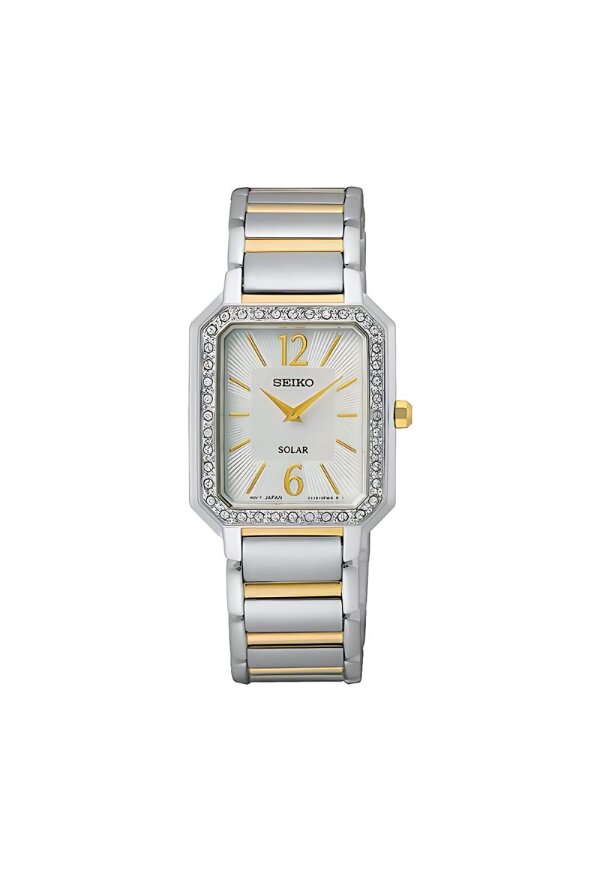 Seiko Solar Damenuhr silber gold SUP466P1