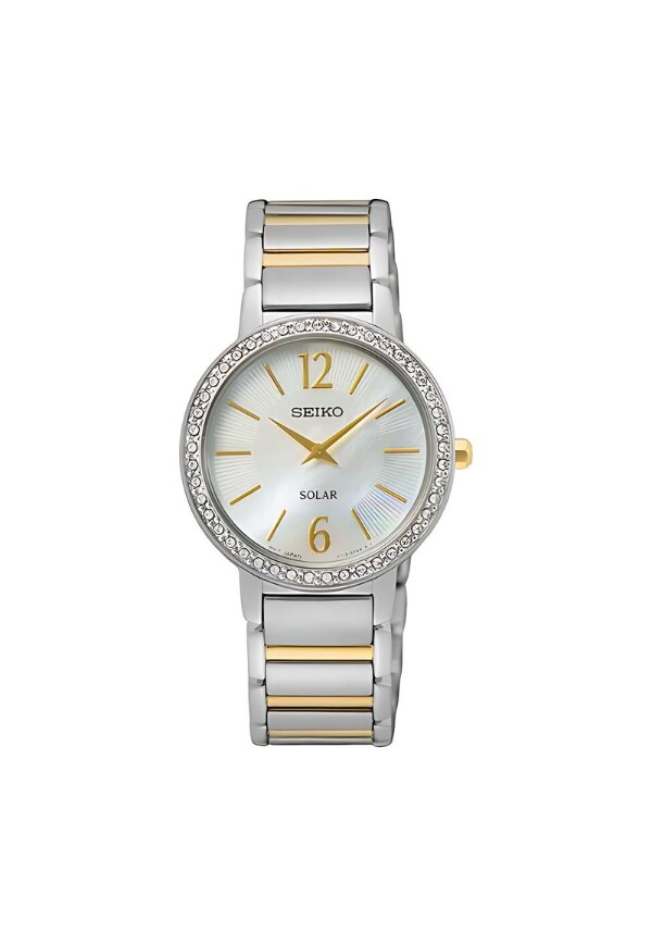 Seiko Solar Damenuhr silber gold SUP469P1
