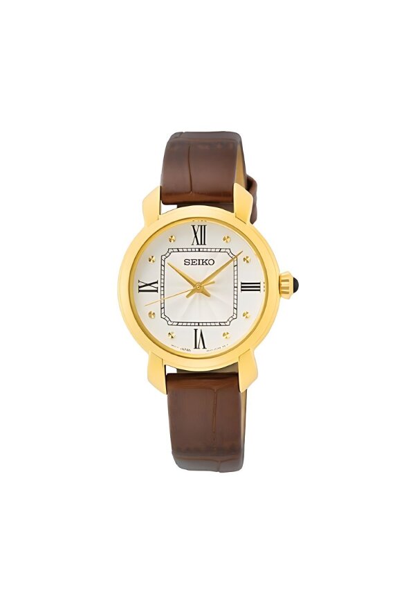 Seiko Damenuhr silber gold Lederarmband SUR500P1