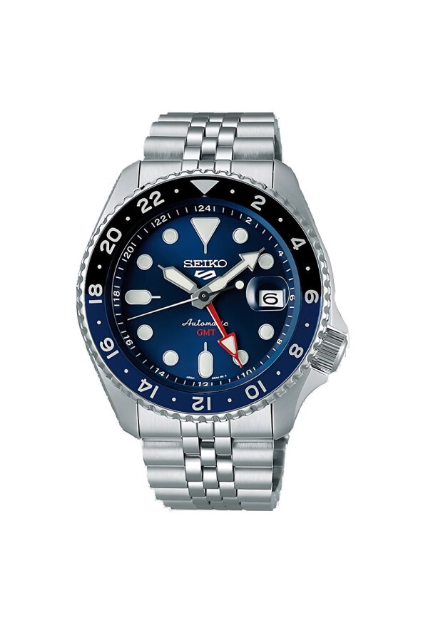 Seiko 5 Sports Herrenuhr GMT silber blau SSK003K1