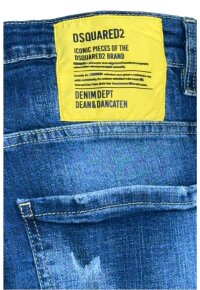 Dsquared2 Yellow Patch Distressed Denim Jeans Herren