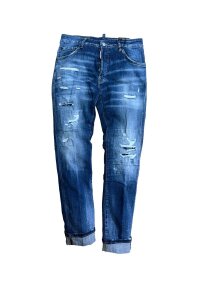 Dsquared2 Yellow Patch Distressed Denim Jeans Herren
