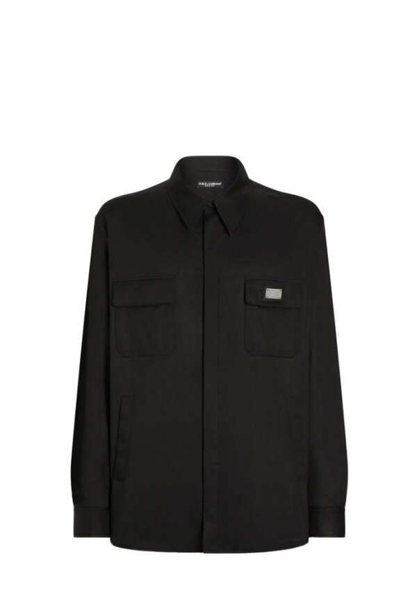 Dolce & Gabbana Hemd mit Logoplakette Schwarz