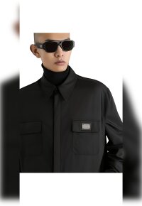 Dolce & Gabbana Hemd mit Logoplakette Schwarz