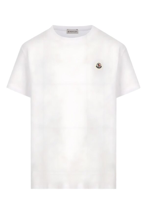 Moncler T-Shirt Weiß mit Logopatch
