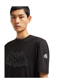 Moncler Batman Logo Cotton T Shirt Herren schwarz