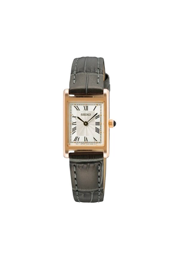 Seiko Classic Damenuhr roségold grau Lederarmband SWR096P1