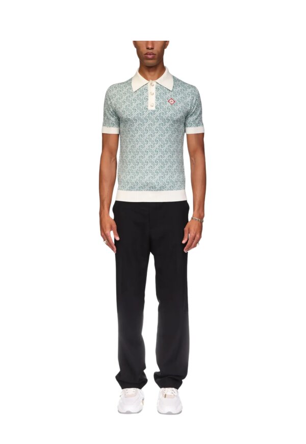 Casa Blanca Column Jacquard Monogram Polo Shirt