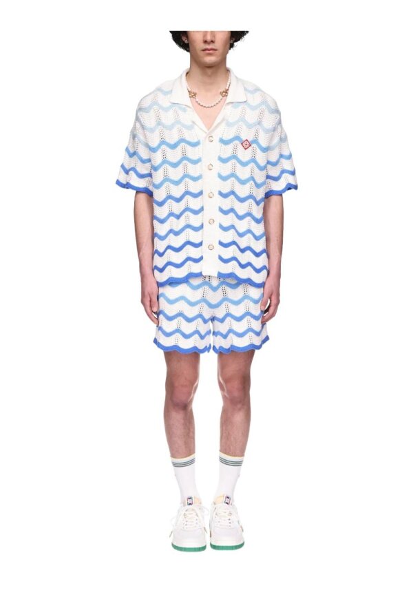 Casablanca Wavy kurzarm Hemd Blau