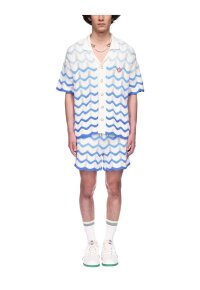 Casablanca Wavy kurzarm Hemd Blau