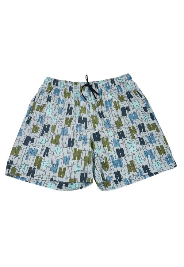 Hermes Mens Coups de GouaH Swim Trunks Blue Givre M