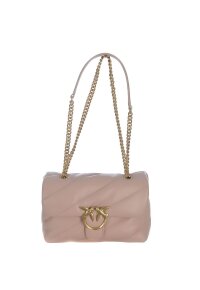 PINKO Schultertasche mit breiter Schrägsteppung rosa