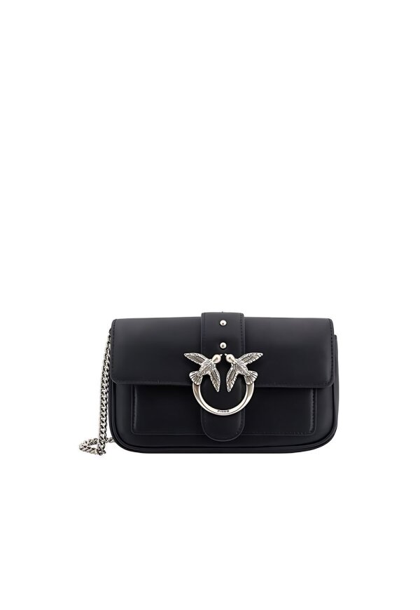 Pinko Love Birds Umhängetasche schwarz silber