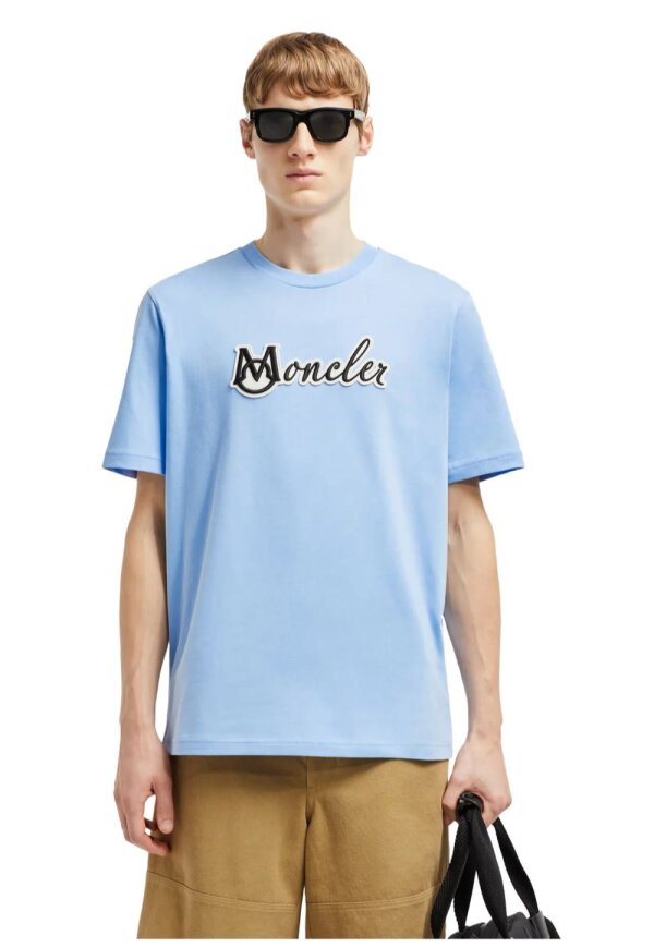 Moncler Varsity Logo T-Shirt Hellblau