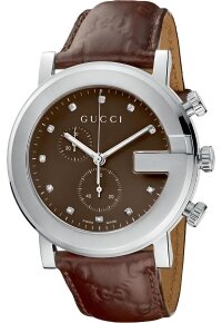 GUCCI G-Chrono Braun Silber Leder YA101344