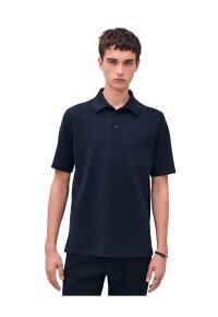 Hermes H embroidered buttoned marine polo shirt