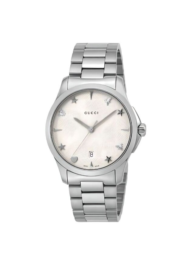 Gucci G Timeless Damenuhr aus Edelstahl silber