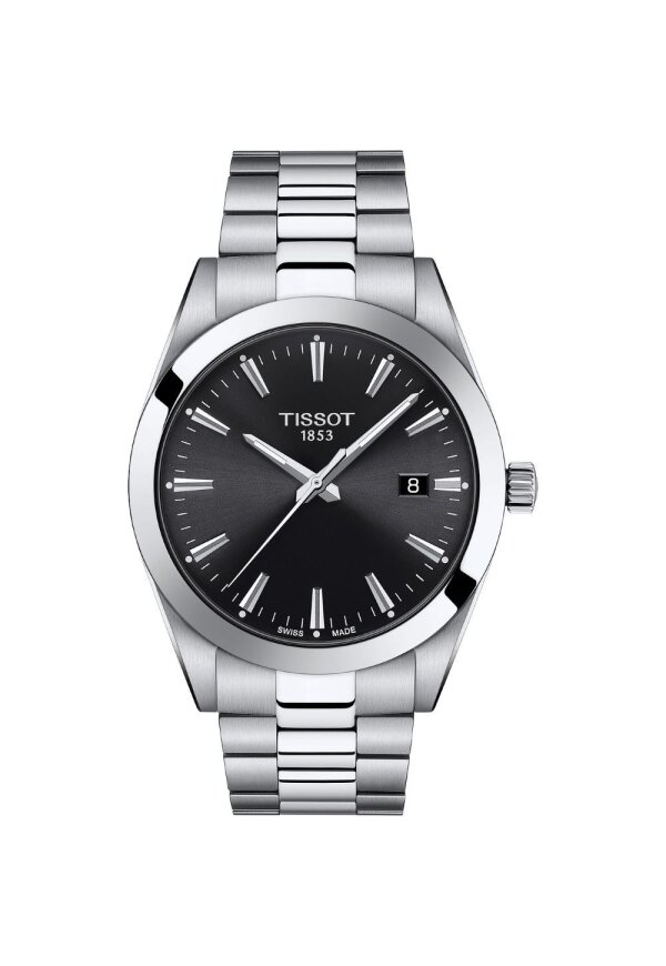 Tissot Gentleman Herrenuhr silber schwarz Edelstahl