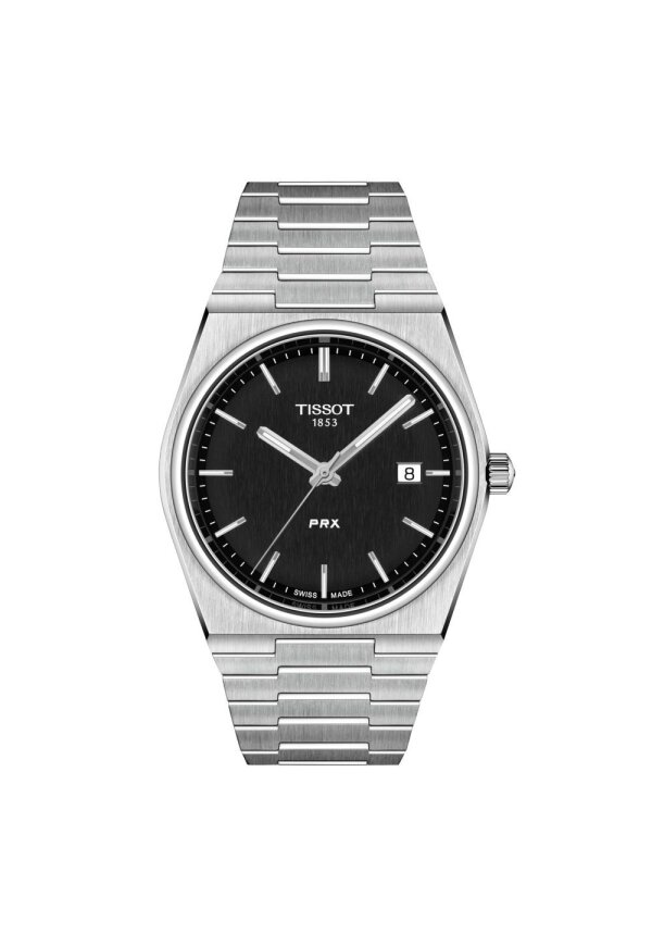 Tissot PRX 40mm Herrenuhr silber schwarz Edelstahl