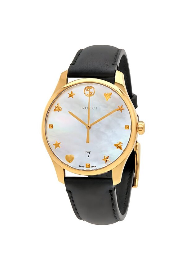 Gucci G Timeless silber schwarz Lederarmband