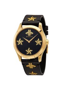 Gucci G Timeless Damenuhr aus Edelstahl gold schwarz