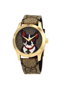 Gucci G Timeless Damenuhr aus Edelstahl gold braun...