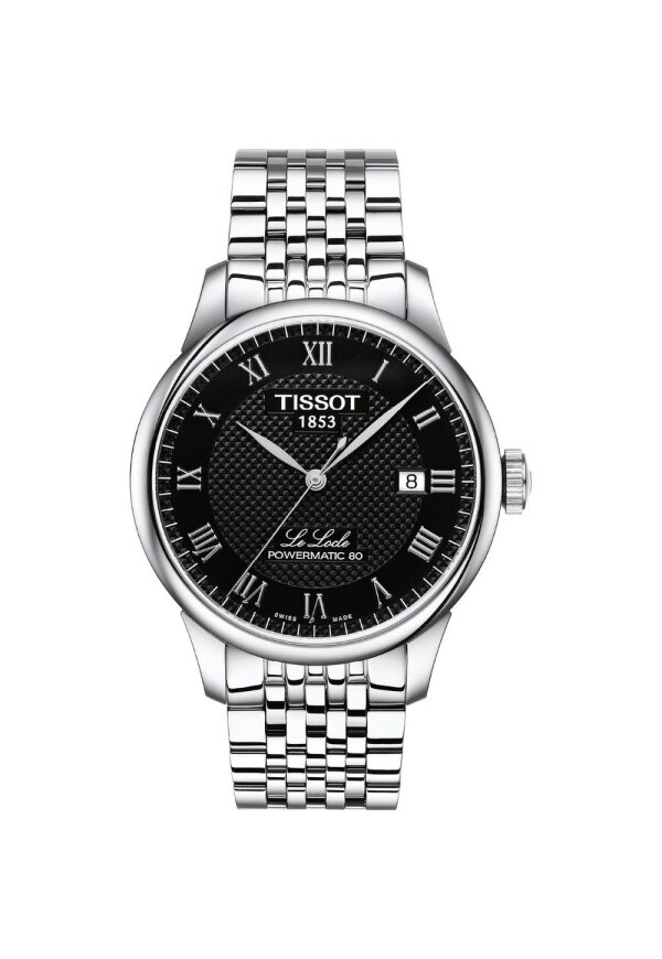 Tissot Le Locle Powermatic 80 Herrenuhr silber schwarz Edelstahl