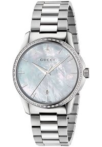 Gucci G-Timeless Herrenuhr aus Edelstahl mit Perlmutt...