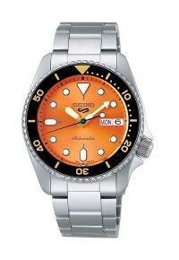 Seiko 5 Sports Armbanduhr Silber Orange SRPK35K1