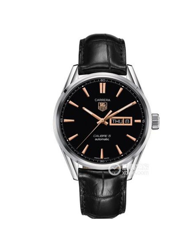 Tag Heuer Carrera Herrenuhr silber Lederarmband schwarz WAR201C.FC6266