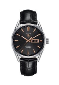 Tag Heuer Carrera Herrenuhr silber Lederarmband schwarz...