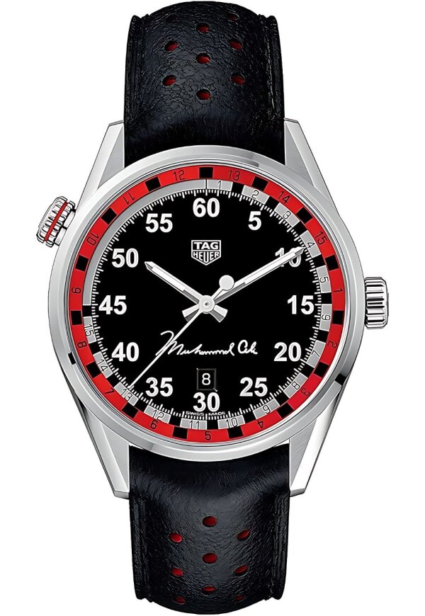 Tag Heuer Carrera Tribute to Muhammad Ali Special Edition Herrenuhr silber schwarz rot WAR2A11.FC6337