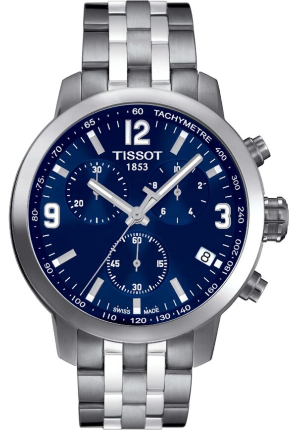 Tissot PRC 200 Chronograph Herrenuhr silber blau Edelstahl