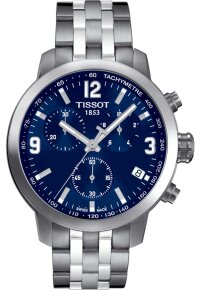 Tissot PRC 200 Chronograph Herrenuhr silber blau Edelstahl