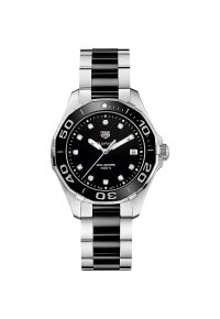 Tag Heuer Aquaracer Date Damenuhr Silber Schwarz