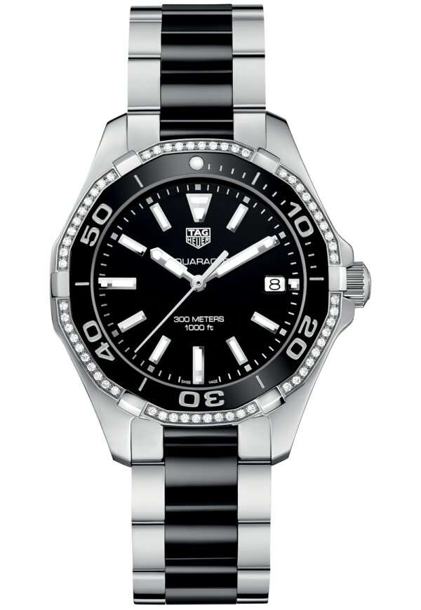 Tag Heuer Aquaracer Lady Damenuhr silber schwarz Diamanten WAY131G.BA0913