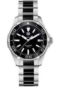 Tag Heuer Aquaracer Lady Damenuhr silber schwarz...