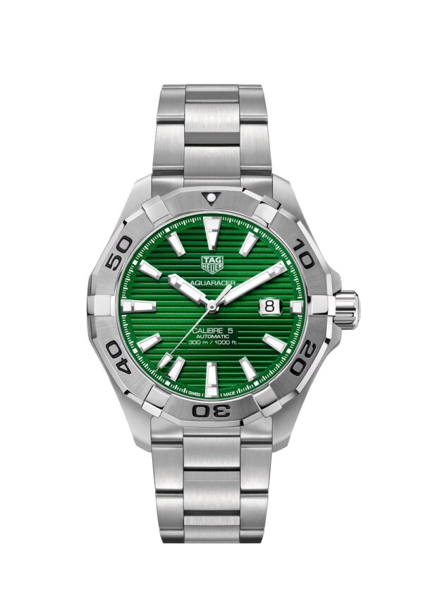 Tag Heuer Aquaracer Herrenuhr silber grün WAY2015.BA0927