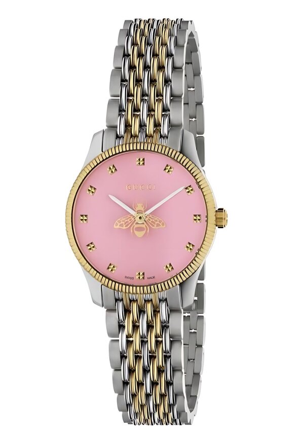 Gucci G Timeless Damenuhr gold silber rosa