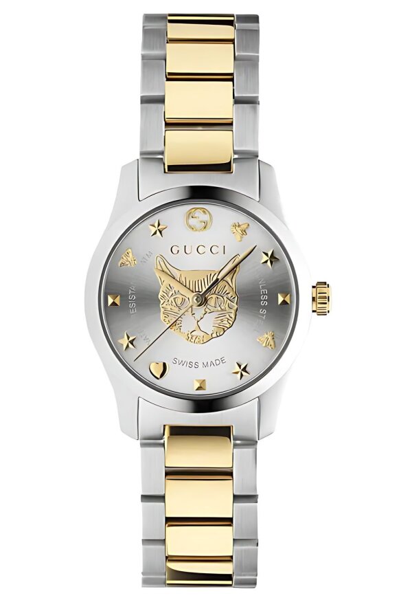 Gucci G Timeless Lady Damenuhr aus Edelstahl silber gold