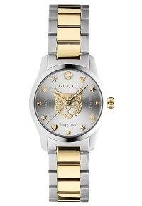 Gucci G Timeless Lady Damenuhr aus Edelstahl silber gold