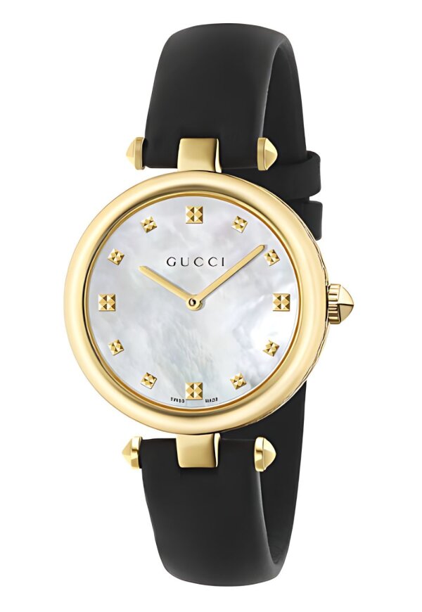 Gucci Diamantissima Lady Damenuhr aus Edelstahl gold schwarz