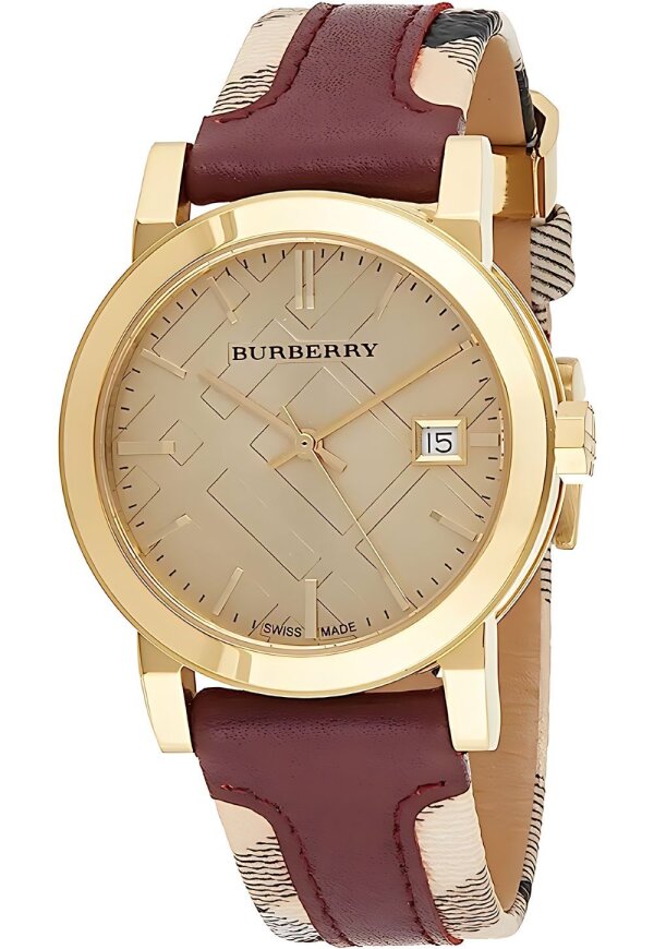 Burberry The City Damenuhr gold weinrot