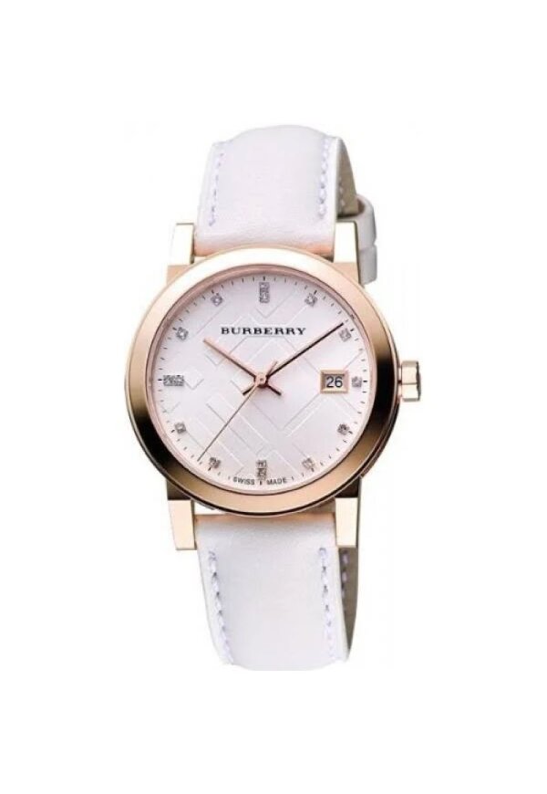 Burberry The City Damenuhr gold weiß Lederarmband