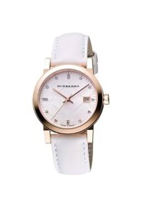 Burberry The City Damenuhr gold weiß Lederarmband