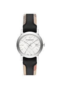 Burberry The City Damenuhr silber schwarz Lederarmband